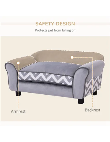 PawHut Dog Sofa Bed for XS-Sized Dogs, Cat Sofa with Soft Cushion, Pet Chair Lounge with Washable Cover, Removable Legs, Wooden 