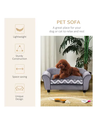 PawHut Dog Sofa Bed for XS-Sized Dogs, Cat Sofa with Soft Cushion, Pet Chair Lounge with Washable Cover, Removable Legs, Wooden 