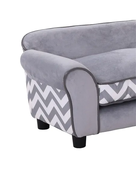 PawHut Dog Sofa Bed for XS-Sized Dogs, Cat Sofa with Soft Cushion, Pet Chair Lounge with Washable Cover, Removable Legs, Wooden 