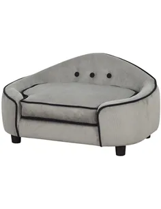 PawHut Dog Sofa for XS and S Size Dogs, Pet Chair Bed with Soft Cushion, Cat Sofa  Couch with Washable Cover, Wooden Frame, 66.5