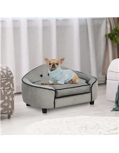 PawHut Dog Sofa for XS and S Size Dogs, Pet Chair Bed with Soft Cushion, Cat Sofa  Couch with Washable Cover, Wooden Frame, 66.5 2