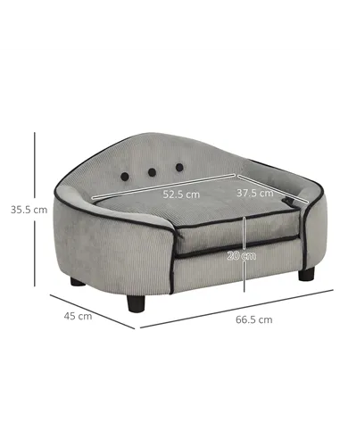 PawHut Dog Sofa for XS and S Size Dogs, Pet Chair Bed with Soft Cushion, Cat Sofa  Couch with Washable Cover, Wooden Frame, 66.5