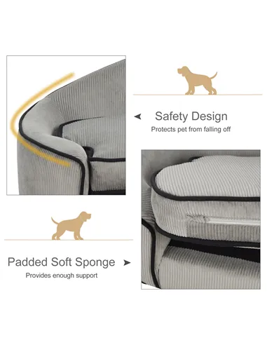 PawHut Dog Sofa for XS and S Size Dogs, Pet Chair Bed with Soft Cushion, Cat Sofa  Couch with Washable Cover, Wooden Frame, 66.5