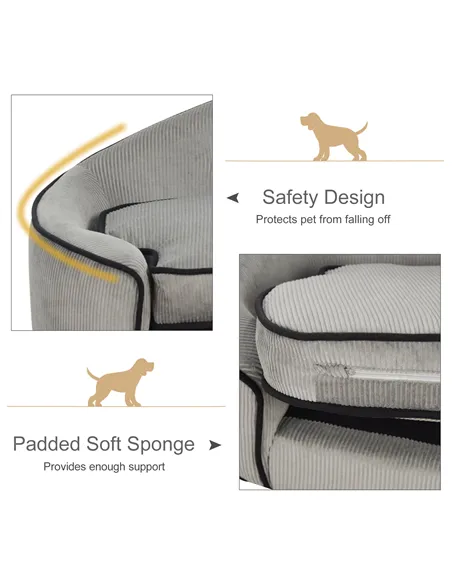 PawHut Dog Sofa for XS and S Size Dogs, Pet Chair Bed with Soft Cushion, Cat Sofa  Couch with Washable Cover, Wooden Frame, 66.5