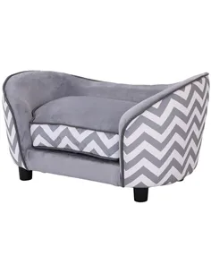 PawHut Dog Sofa Pet Couch for XS Dogs w/ Removable Sponge Padded Cushion - Grey