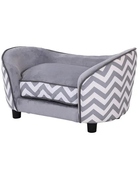 PawHut Dog Sofa Pet Couch for XS Dogs w/ Removable Sponge Padded Cushion - Grey