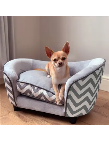 PawHut Dog Sofa Pet Couch for XS Dogs w/ Removable Sponge Padded Cushion - Grey