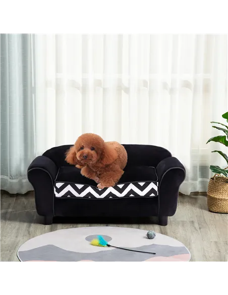 PawHut Dog Sofa Bed for XS-Sized Dogs, Cat Sofa with Soft Cushion, Pet Chair Lounge with Washable Cover, Removable Legs, Wooden 