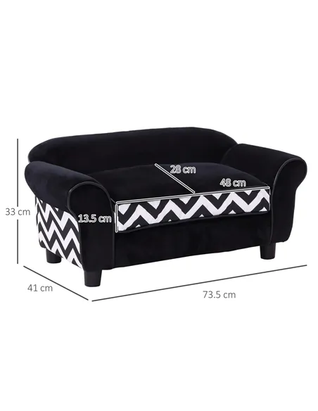 PawHut Dog Sofa Bed for XS-Sized Dogs, Cat Sofa with Soft Cushion, Pet Chair Lounge with Washable Cover, Removable Legs, Wooden 