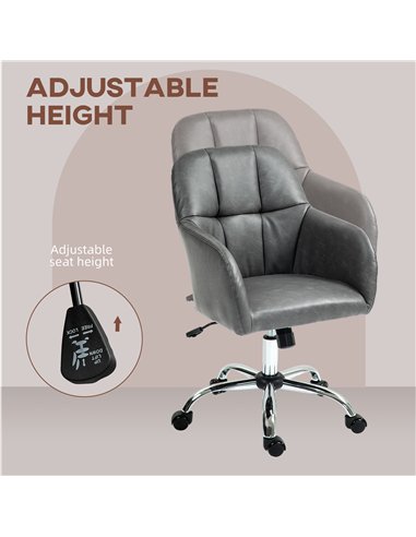 HOMCOM Faux Leather Tub Office Chair, with Wheels - Grey