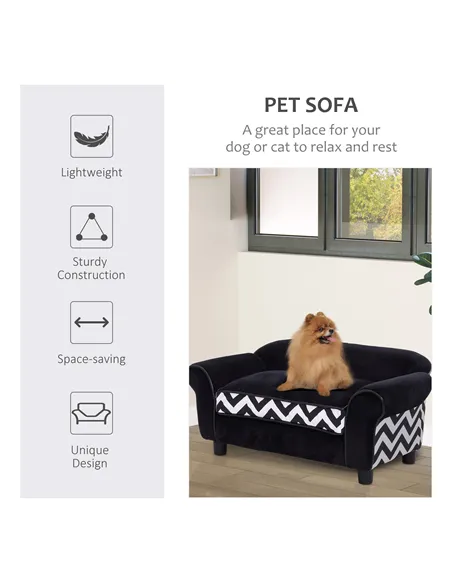 PawHut Dog Sofa Bed for XS-Sized Dogs, Cat Sofa with Soft Cushion, Pet Chair Lounge with Washable Cover, Removable Legs, Wooden 
