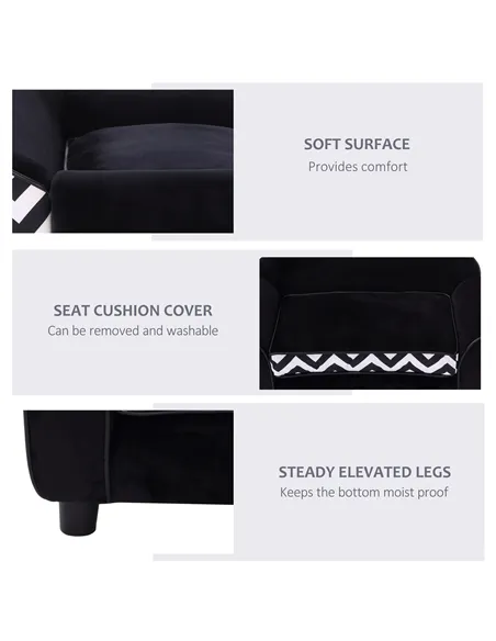 PawHut Dog Sofa Bed for XS-Sized Dogs, Cat Sofa with Soft Cushion, Pet Chair Lounge with Washable Cover, Removable Legs, Wooden 