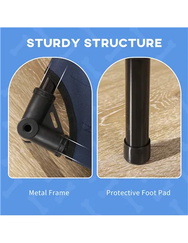 PawHut Raised Dog Bed Waterproof Elevated Pet Cot with Breathable Mesh UV Protection Canopy Blue, for Small Dogs, 61 x 46 x 62cm