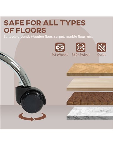 HOMCOM Faux Leather Tub Office Chair, with Wheels - Grey