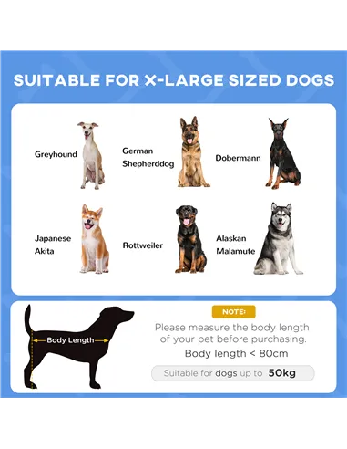 PawHut Raised Dog Bed Waterproof Elevated Pet Cot with Breathable Mesh UV Protection Canopy Blue, for XL Dogs, 122 x 92 x 108cm