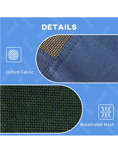 PawHut Raised Dog Bed Waterproof Elevated Pet Cot with Breathable Mesh UV Protection Canopy Blue, for XL Dogs, 122 x 92 x 108cm