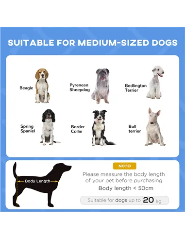 PawHut Raised Dog Bed Waterproof Elevated Pet Cot with Breathable Mesh UV Protection Canopy Blue, for Medium Dogs, 76 x 61 x 73c