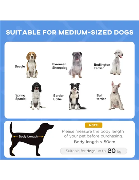 PawHut Raised Dog Bed Waterproof Elevated Pet Cot with Breathable Mesh UV Protection Canopy Blue, for Medium Dogs, 76 x 61 x 73c