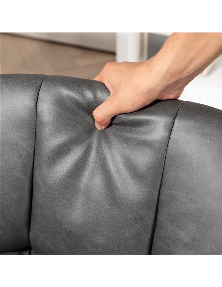 HOMCOM Faux Leather Tub Office Chair, with Wheels - Grey