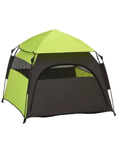 PawHut Foldable Dog Cat Tent with Water-Resistant Oxford, Carry Bag for Extra Large Dog, Green