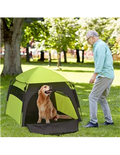 PawHut Foldable Dog Cat Tent with Water-Resistant Oxford, Carry Bag for Extra Large Dog, Green 2