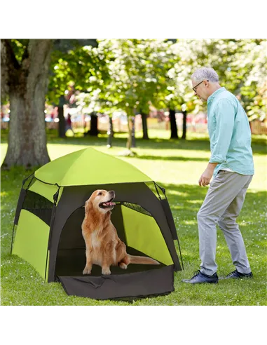 PawHut Foldable Dog Cat Tent with Water-Resistant Oxford, Carry Bag for Extra Large Dog, Green