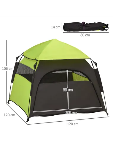 PawHut Foldable Dog Cat Tent with Water-Resistant Oxford, Carry Bag for Extra Large Dog, Green