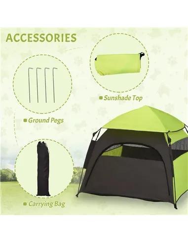 PawHut Foldable Dog Cat Tent with Water-Resistant Oxford, Carry Bag for Extra Large Dog, Green