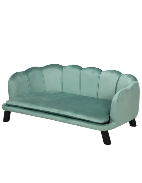 PawHut Dog Sofa, Pet Couch Bed for Medium, Large Dogs, with Legs, Cushion - Green