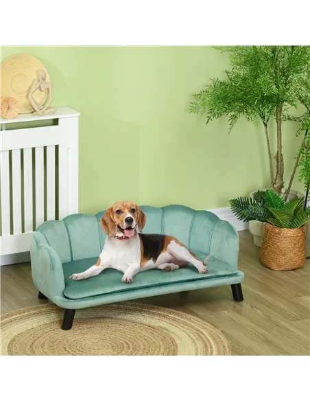 PawHut Dog Sofa, Pet Couch Bed for Medium, Large Dogs, with Legs, Cushion - Green
