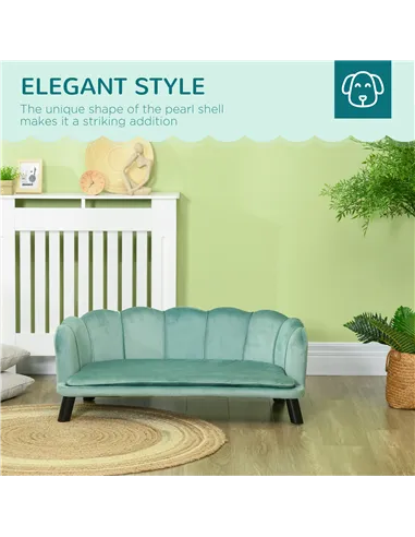 PawHut Dog Sofa, Pet Couch Bed for Medium, Large Dogs, with Legs, Cushion - Green