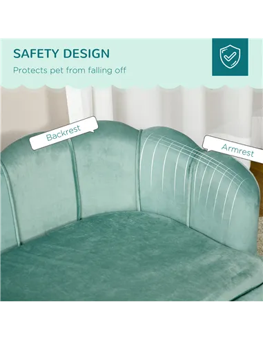 PawHut Dog Sofa, Pet Couch Bed for Medium, Large Dogs, with Legs, Cushion - Green