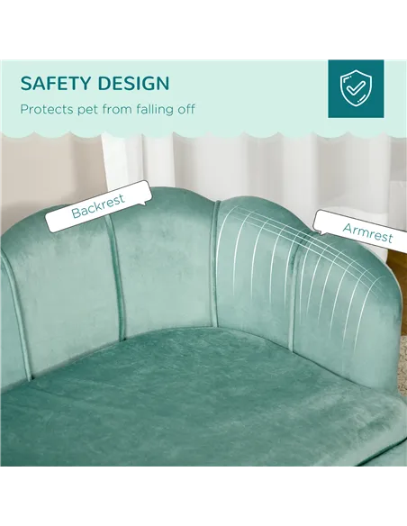 PawHut Dog Sofa, Pet Couch Bed for Medium, Large Dogs, with Legs, Cushion - Green