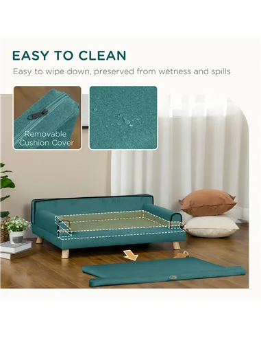 PawHut Dog Sofa, with Wooden Legs, Water-Resistant Fabric, for Medium & Large Dogs - Green