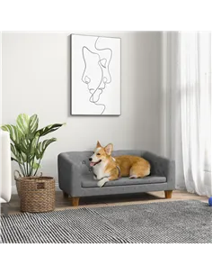 PawHut Dog Sofa Bed w/ Soft Cushion for Medium Dogs - Grey 2