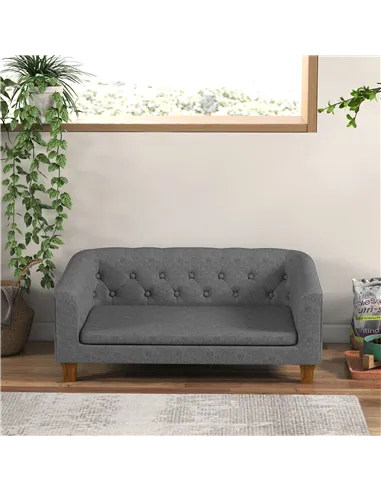 PawHut Dog Sofa Bed w/ Soft Cushion for Medium Dogs - Grey