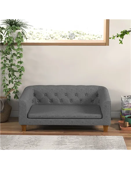 PawHut Dog Sofa Bed w/ Soft Cushion for Medium Dogs - Grey