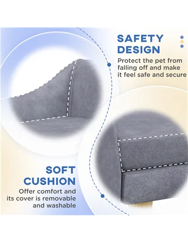 PawHut Dog Couch with Soft Cushion, Pet Sofa Bed with Wooden Frame, Removable Cover, for Medium and Large Dogs, Grey