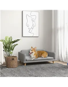 PawHut Pet Sofa for Medium Dogs, with Water-Resistant Fabric, Four Legs - Grey 2