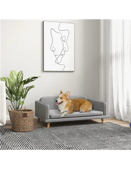 PawHut Pet Sofa for Medium Dogs, with Water-Resistant Fabric, Four Legs - Grey