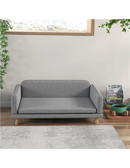 PawHut Pet Sofa for Medium Dogs, with Water-Resistant Fabric, Four Legs - Grey