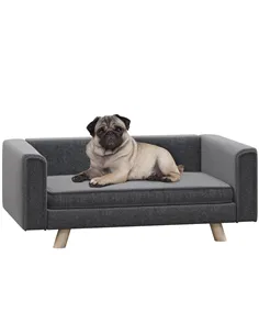 PawHut Elevated Dog Sofa Bed, with Cushion, for Medium and Small Dogs, Grey