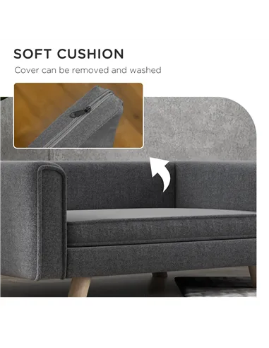 PawHut Elevated Dog Sofa Bed, with Cushion, for Medium and Small Dogs, Grey