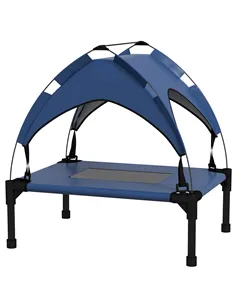 PawHut Cooling Raised Pet Bed w/ Washable Breathable Mesh, for Mini Small Dogs, 61 x 46 x 63cm - Dark Blue