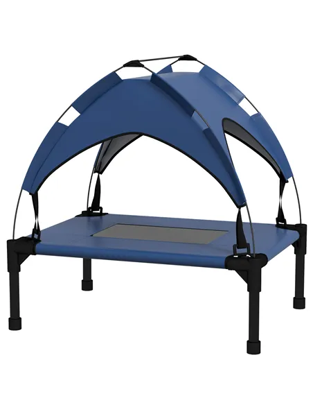 PawHut Cooling Raised Pet Bed w/ Washable Breathable Mesh, for Mini Small Dogs, 61 x 46 x 63cm - Dark Blue