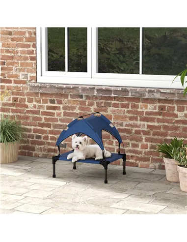 PawHut Cooling Raised Pet Bed w/ Washable Breathable Mesh, for Mini Small Dogs, 61 x 46 x 63cm - Dark Blue