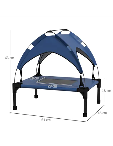 PawHut Cooling Raised Pet Bed w/ Washable Breathable Mesh, for Mini Small Dogs, 61 x 46 x 63cm - Dark Blue
