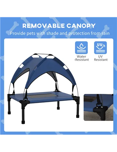 PawHut Cooling Raised Pet Bed w/ Washable Breathable Mesh, for Mini Small Dogs, 61 x 46 x 63cm - Dark Blue