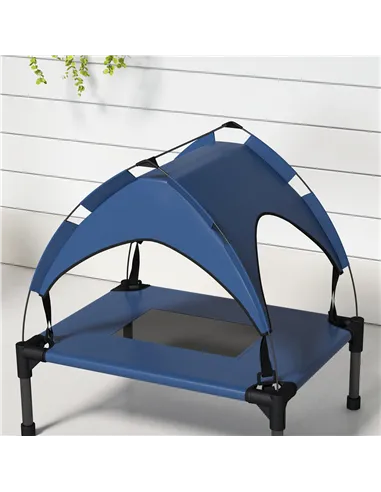 PawHut Cooling Raised Pet Bed w/ Washable Breathable Mesh, for Mini Small Dogs, 61 x 46 x 63cm - Dark Blue