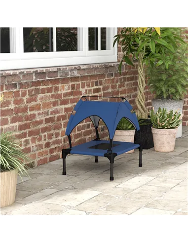 PawHut Cooling Raised Pet Bed w/ Washable Breathable Mesh, for Mini Small Dogs, 61 x 46 x 63cm - Dark Blue